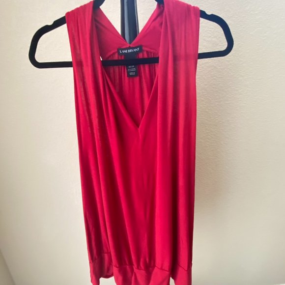 SALE: LANE BRYANT  Red, Sleeveless, Vee Neck Top, 26/28 - Picture 1 of 4